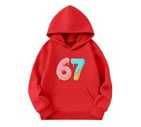 Sweat à Capuche en Polaire Douce et Confortable pour Filles, vêtement d'extérieur décontracté avec Poche et Poignets côtelés pour Jouer et se Sentir Bien au Quotidien. (Red, 5-6 Years)