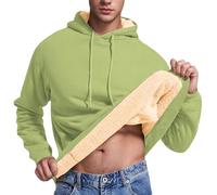 Sweat à capuche en polaire épaisse pour homme - Couleur unie - Sweat thermique à manches longues - Pull classique à capuche doux au toucher - Pour temps froid, vert clair, XXX-Large