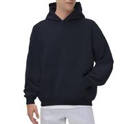 Sweat à capuche en polaire noire pour homme - Gris uni - Unisexe - Pull épais - Pull décontracté - Gym - Sweat à capuche doux et confortable - Sans fermeture éclair - Pull à manches longues, Noir , XL