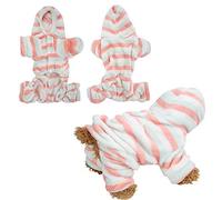 Sweat à capuche en polaire pour animaux de compagnie, vêtements chauds pour chiens et chats, hiver, rayures rouges et vertes, quatre pattes - Matériau doux, coupe confortable, idéal pour les saisons