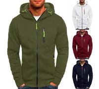 Sweat à capuche en polaire pour homme avec cordon de serrage et poche zippée pour l'automne et l'hiver, bleu marine, L