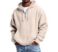 Sweat à capuche en polaire pour homme avec fermeture éclair 1/4 - Sweat à capuche lourd mélangé pour le travail et la longue durée - Chaud et confortable - Pull pour homme pour un usage personnel et
