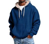 Sweat à capuche en polaire pour homme avec fermeture éclair 1/4 - Sweat à capuche lourd mélangé pour le travail et la longue durée - Chaud et confortable - Pull pour homme pour un usage personnel et