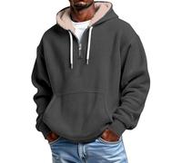 Sweat à capuche en polaire pour homme avec fermeture éclair 1/4 - Sweat à capuche lourd mélangé pour le travail et la longue durée - Chaud et confortable - Pull pour homme pour un usage personnel et