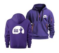 Sweat À Capuche en Polaire pour Walking Dead, pour Homme Et Femme, Sweat-Shirt Chaud À Manches Longues, Unisexe, pour Jeune Et Adulte,Purple-m