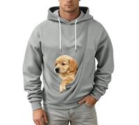 Sweat à capuche en polyester pour homme avec cordon de serrage et poche | Manches longues avec poignets et ourlet côtelés ; les styles incluent des couleurs unies et un imprimé portrait de chien
