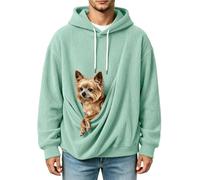 Sweat à capuche en polyester pour homme avec pochette photo chien | Pull à capuche avec cordon de serrage, poignets et ourlet côtelés, et un portrait de chien réaliste encadré par un effet de