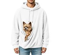 Sweat à capuche en polyester pour homme avec pochette photo chien | Pull à capuche avec cordon de serrage, poignets et ourlet côtelés, et un portrait de chien réaliste encadré par un effet de