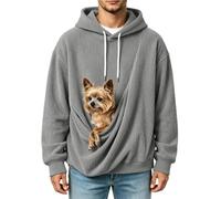 Sweat à capuche en polyester pour homme avec pochette photo chien | Pull à capuche avec cordon de serrage, poignets et ourlet côtelés, et un portrait de chien réaliste encadré par un effet de