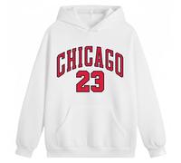 Sweat à Capuche Enfant Chicago 23 - Thème Basketball - Blanc Confort - - Blanc 7-8 ans