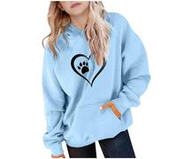 Sweat à Capuche Enfant Fille Manches Longues Coton Empreinte de Cœur Doux Décontracté Chaud Coupe Ample Sweat à Enfiler et Poche Respirant Confortable Casual Hoodie École Quotidien Ado 5-15 Ans