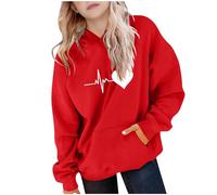 Sweat à Capuche Enfant Fille Manches Longues Empreinte de Cœur Coton Doux Décontracté Chaud Coupe Ample Sweatshirt à Enfiler et Poche Respirant Confortable Casual Hoodie École Quotidien Ado 5-15 Ans