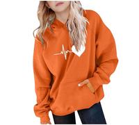 Sweat à Capuche Enfant Fille Manches Longues Empreinte de Cœur Coton Doux Décontracté Chaud Coupe Ample Sweatshirt à Enfiler et Poche Respirant Confortable Casual Hoodie École Quotidien Ado 5-15 Ans