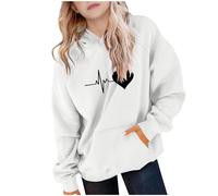 Sweat à Capuche Enfant Fille Manches Longues Empreinte de Cœur Coton Doux Décontracté Chaud Coupe Ample Sweatshirt à Enfiler et Poche Respirant Confortable Casual Hoodie École Quotidien Ado 5-15 Ans