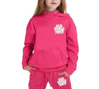 Sweat à Capuche Enfant Garçon Fille Manches Longues Uni Chaud Pullover Haut Pantalon Hiver Décontracté Vêtements Deux Pièces Corsage(8-9)