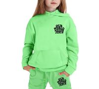 Sweat à Capuche Enfant Garçon Fille Manches Longues Uni Chaud Pullover Haut Pantalon Hiver Décontracté Vêtements Deux Pièces Corsage(Green, 3-4)
