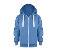 Sweat a Capuche Enfant Garcon Zippé avec Manches Longues Hoodie Couleur Unie acve Poches et Cordon de Serrage Sweatshirt Unisexe Confortable Casual Haut de Survêtement pour (01 Blue, 3-4 Years)