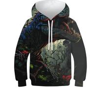 Sweat à Capuche Enfant Imprimé 3D Tigre Sweat à la Mode Unisexe Garçons Filles Manches Longues Cool Drôle Décontracté Sweatshirt, Tyrannosaure Rex., 11-13 ans