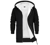 Sweat à Capuche Enfant Zippé Veste Polaire Doublée Hoodie Pull Polaire Zippé Veste Fourrée Blouson Doublé Vêtement Hiver Chaud Enfant Ado 5-15 Ans (Noir, 13-14 Ans)