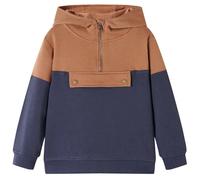 vidaXL Sweat à Capuche Enfants Vêtement Demi-Fermeture Éclair Anthracite et Cognac 128