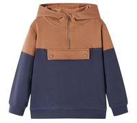 Sweat à capuche enfants demi-fermeture éclair anthracite et cognac 92 vidaXL