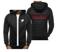 Sweat À Capuche Entièrement Zippé pour Hommes pour Fairy Tail Imprimé Veste Décontractée Cardigan À Manches Longues en Polaire - Cadeau pour Adolescent- Black||3XL