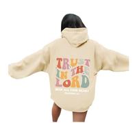 Sweat à capuche esthétique Jesus Trust In The Lord pour femme - Imprimé graphique - Lettre chrétienne - Vêtements foi gothique confortable - Pull à capuche décontracté - Vintage religieux Jésus sauve