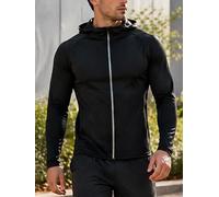 Sweat à capuche et fermeture éclair intégrale à séchage rapide pour homme, noir, Medium