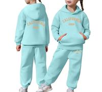 Sweat à capuche et pantalon à manches longues pour enfant ensemble polyvalent unisexe confort thermique idéal pour l'automne et l'hiver adapté à la vie quotidienne et à l'école (Blue, 4-5 Years)
