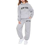 Sweat à Capuche et Sweat-Shirt pour Filles avec imprimé Lettre Ensemble décontracté pour activités de Plein air et Quotidien idéal pour Jeunes exploratrices (Light Gray, 6-7 Years) #27