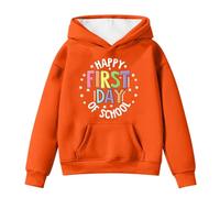 Sweat à capuche et sweats à capuche pour fille - Pull décontracté avec imprimé dessin animé - Cordon de serrage - Manches longues - Poche - École - Vêtement pour enfant - Printemps Hiver, Orange, 11