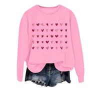 Sweat à capuche et sweatshirts tendance pour femme à col rond hiver automne couple amour cœur imprimé pulls graphique doux reine de cœurs université Sweet Heart Country 2025 Y2K rose, rose, XL