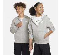 Sweat à capuche et zip Nike Club Fleece pour ado Dark Grey Heather/Base Grey/Blanc XS