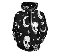 Sweat À Capuche Étoile À Cinq Branches Crâne Motif Étoile 3D - pour Homme Et Femme - Harajuku - Style Décontracté - Cordon De Serrage - Unisexe, Sweat À Capuche Motif d'halloween 3D, 6XL