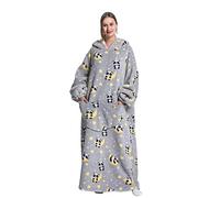 Sweat à capuche extra long pour homme et femme, couverture géante super chaude et confortable, couverture en flanelle épaisse avec manches et poche géante, Pandas., taille unique