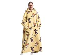 Sweat à capuche extra long pour homme et femme, couverture géante super chaude et confortable, couverture en flanelle épaisse avec manches et poche géante, Chaton et chiot, taille unique