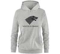 Sweat à capuche Ezyshirt® Game of Thrones pour femme - Winter Is Coming - Loup - Gris - Large