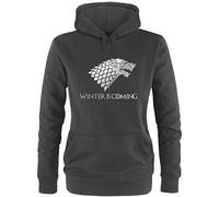 Sweat à capuche Ezyshirt® Game of Thrones pour femme - Winter Is Coming - Loup - Noir - Medium