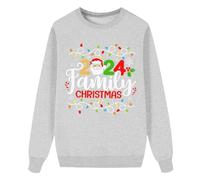 Sweat à capuche familial avec impression amusante de Père Noël cartoon comme mode d'hiver à manches longues pour des vacances confortables, tenue familiale élégante sans, Gris clair., M