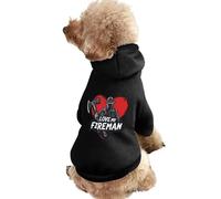 Sweat à Capuche Fantaisie imprimé « J'aime Mon Pompier » pour Petits Chiots et Chats