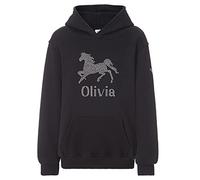 Sweat à capuche fantaisie Varsany pour l’équitation, Filles, pouvant être personnalisé Large noir