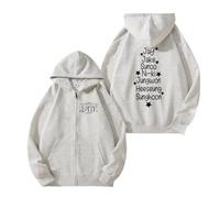 Sweat à Capuche Fate Plus World Tour, Ample et zippé, en Coton, avec graphisme(A Greyish White -Padded,L)