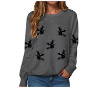 Sweat à Capuche Féminin, Motif Imprimé Halloween Effrayant avec Citrouilles Et, Coupe Relaxed, Tissu Chaud, Idéal pour Les Activités Extérieures Soirées Costumées, Qualité Supérieure (Dark Gray-1, S)