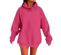 Sweat à Capuche Femme 2025 Pulls Chauds Manches Longues avec Poche Élégant Couleur Unie Manches Longues Oversize Streetwear Sweatshirts pour Automne Et Printemps Grande Taille XS-5XL (01 RD2, XL)