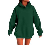 Sweat à Capuche Femme 2025 Pulls Chauds Manches Longues avec Poche Élégant Couleur Unie Manches Longues Oversize Streetwear Sweatshirts pour Automne Et Printemps Grande Taille XS-5XL (01 Green, M)