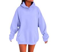 Sweat à Capuche Femme 2025 Pulls Chauds Manches Longues avec Poche Élégant Couleur Unie Manches Longues Oversize Streetwear Sweatshirts pour Automne Et Printemps Grande Taille XS-5XL (01 Purple, XL)