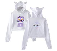 Sweat à Capuche Femme avec Oreilles de Chat Imprimé K-Kpop D-Demon H-Hunters Huntrix Sweatshirt pour Automne Pull de Nombril à Manches Longues Y2k Kawaii