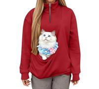 Sweat à Capuche Femme avec Poche Kangourou Sweatshirts avec Poche Kangourou pour Chien Pull-Over pour Transporter Les Animaux Hauts à Manches Longues