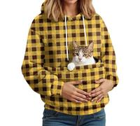 Sweat À Capuche Femme avec Poche pour Chat Et Chien | Hiver Pull Doux Porte-Animal | Sweat Polaire Ideal pour Maîtresse d'animal | Confortable Et Chaud Jaune M