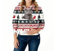 Sweat A Capuche Femme avec Poche pour Pet Chat Ou Chien - Sweat Kangourou Chien - Pull pour Chat - Sweatshirt Grand Taille pour Amoureux des Animaux Domestiques Rouge Pastèque S